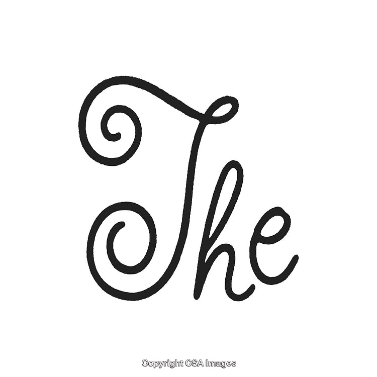 Elegant Hand-Lettered Script of the Word 'The' in Black Ink