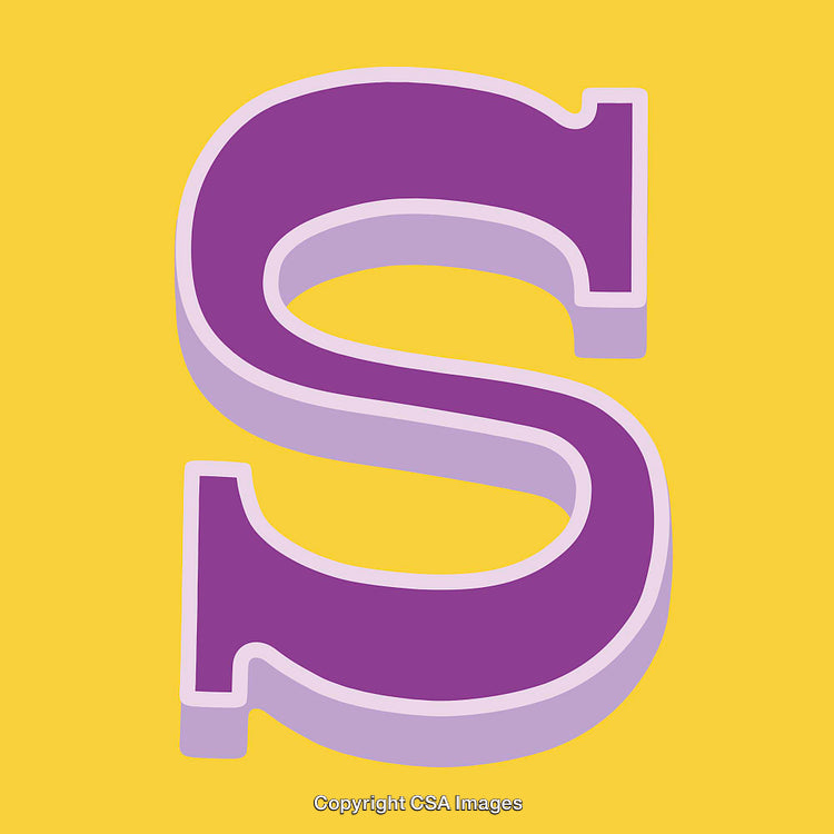 Bold Purple Letter S on A Vibrant Yellow Background