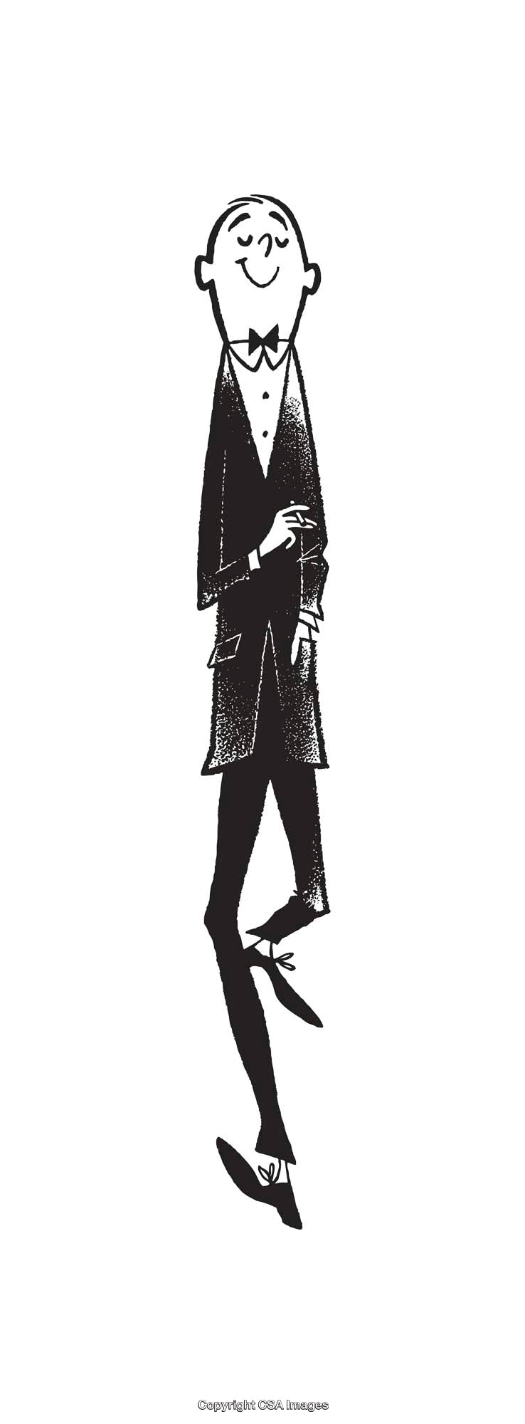 Elegant Gentleman in Sophisticated Attire Line Art Illustration