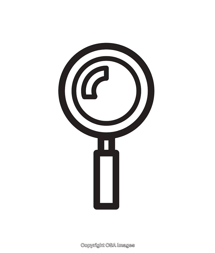 Simple Black And White Magnifying Glass Icon Isolated On White Background