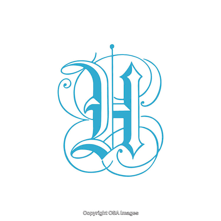 Intricate Light Blue Calligraphic Design with Ornamental Letter G