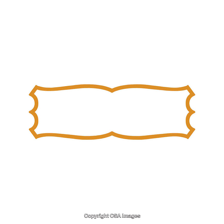 Elegant Blank Decorative Label with Ornate Curved Borders in Bright Orange