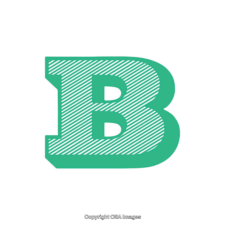 Green Styled Letter B with Striped Texture on White Background