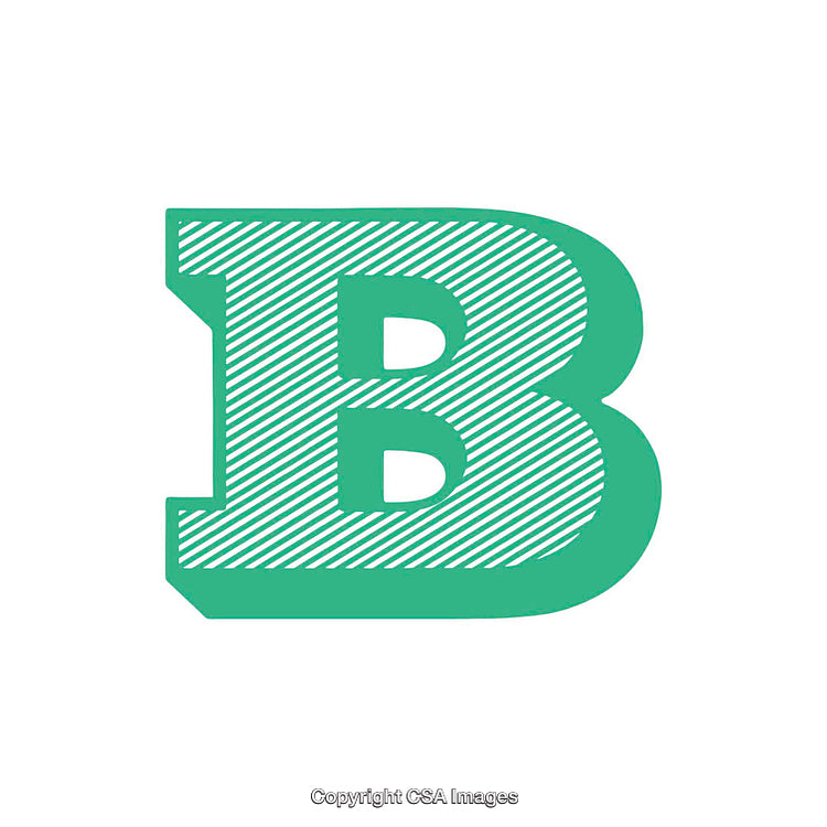 Green Styled Letter B with Striped Texture on White Background
