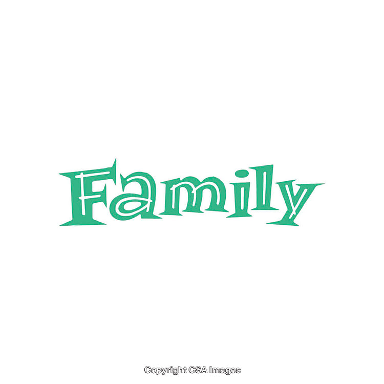 Green Word Art Featuring the Term 'Family' on a White Background