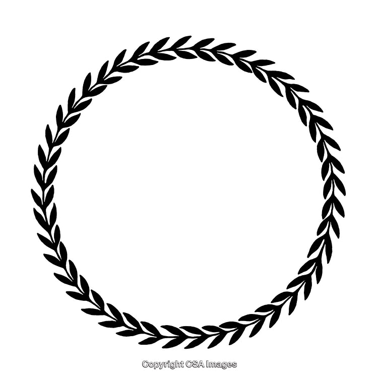 Elegant Black and White Laurel Wreath Border Design Illustration