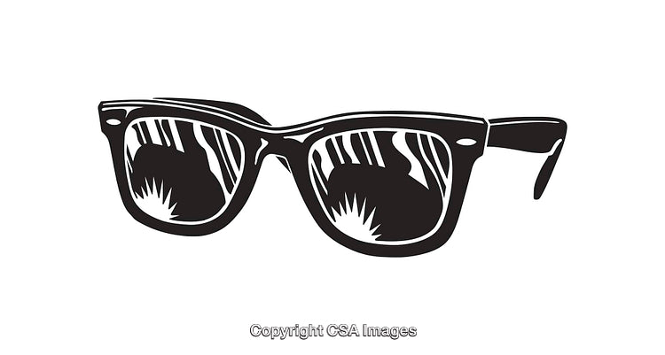 Stylish Black and White Sunglasses Illustration With Creative Reflections