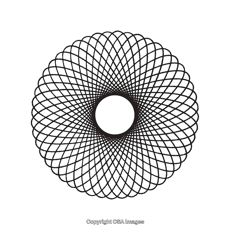Linear Black and White Geometric Abstract Shape on White Background