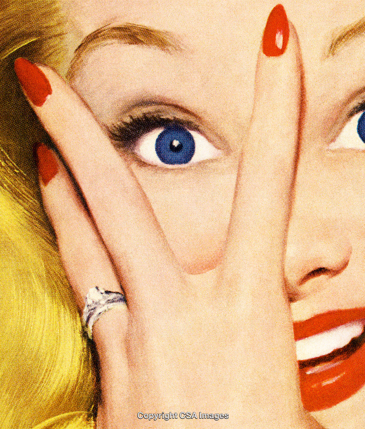 Vintage Pop Art Style Illustration Featuring a Surprised Woman Close-Up