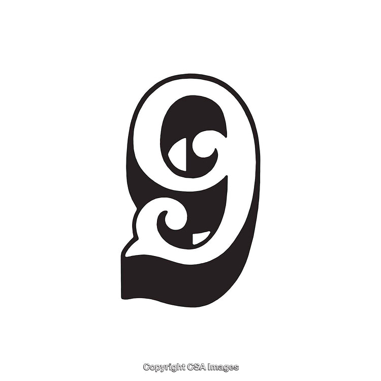 Elegant Decorative Number Nine in Black and White Design