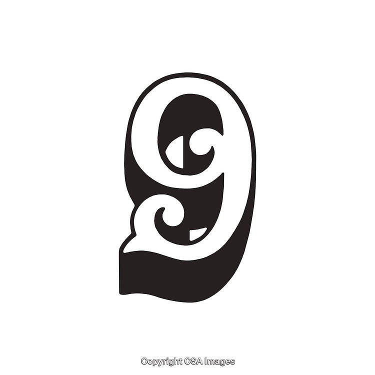 Elegant Decorative Number Nine in Black and White Design