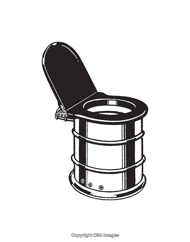 Vintage Line Art Illustration of a Compact Portable Toilet Design