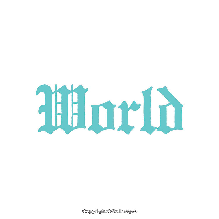 Stylized Decorative Word in Gothic Font with Light Blue Color Scheme