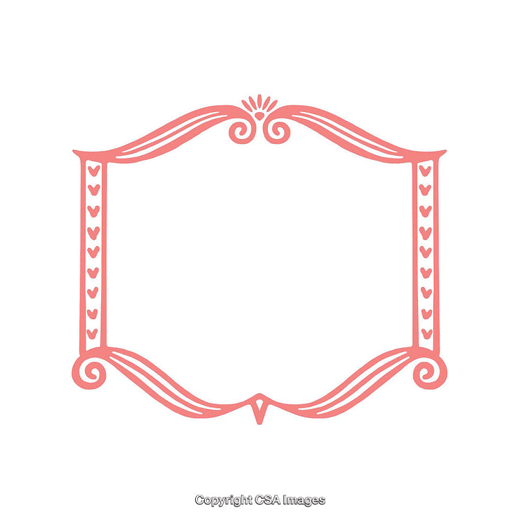 Elegant Pink Decorative Frame With Hearts and Swirls for Cards or Invitations