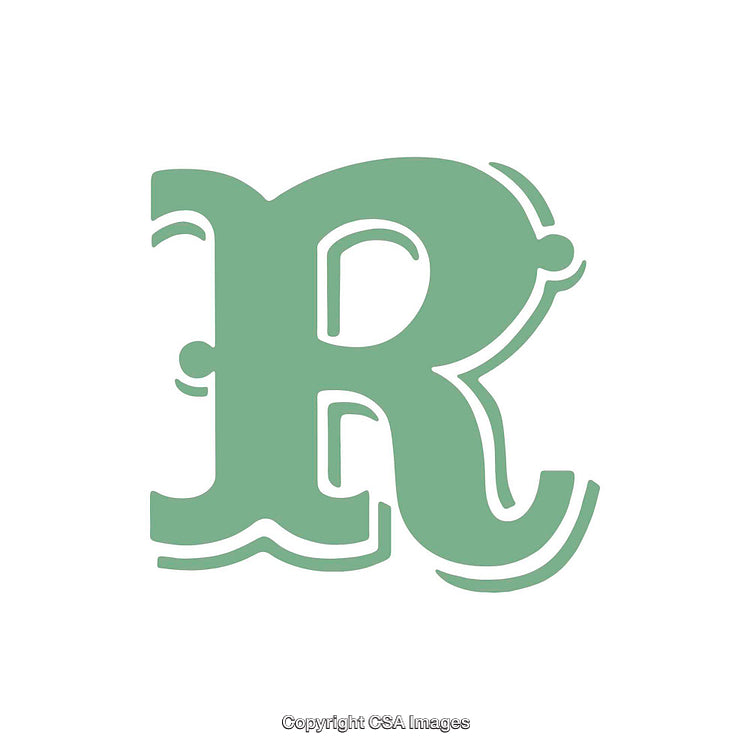 Elegant Decorative Green R Letter on White Background