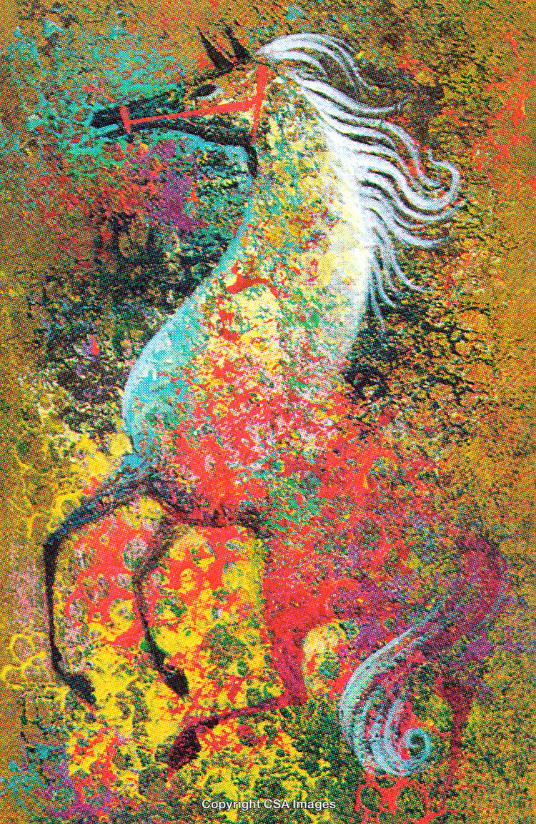 Colorful Abstract Unicorn Illustration with Vibrant Texture and Detail