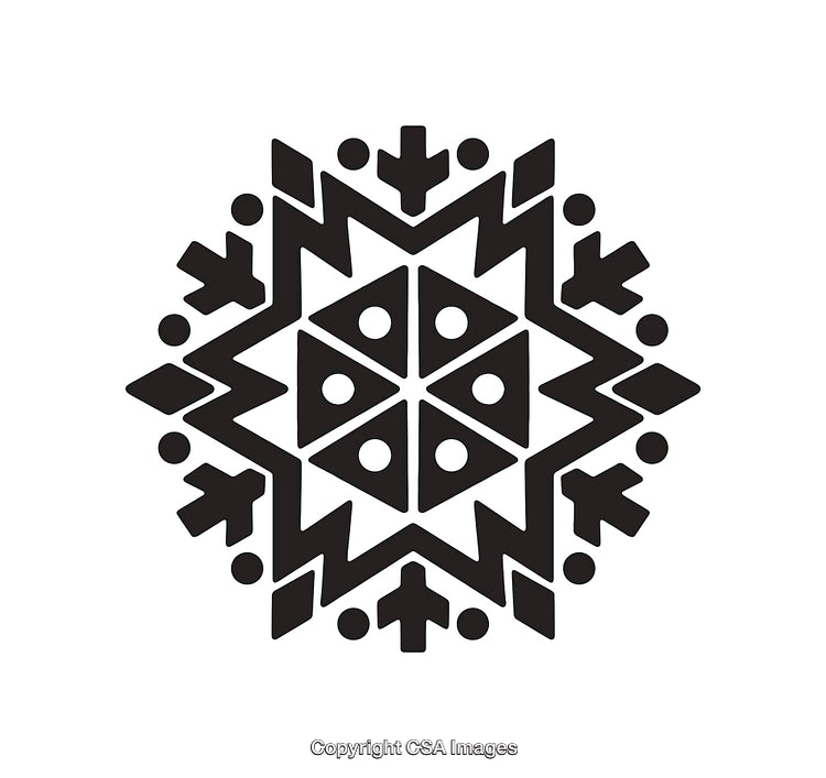 Black and White Geometric Ornament with Abstract Patterns and Shapes