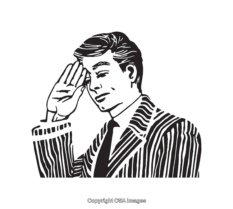 Retro Style Black and White Illustration of a Smiling Person Saluting