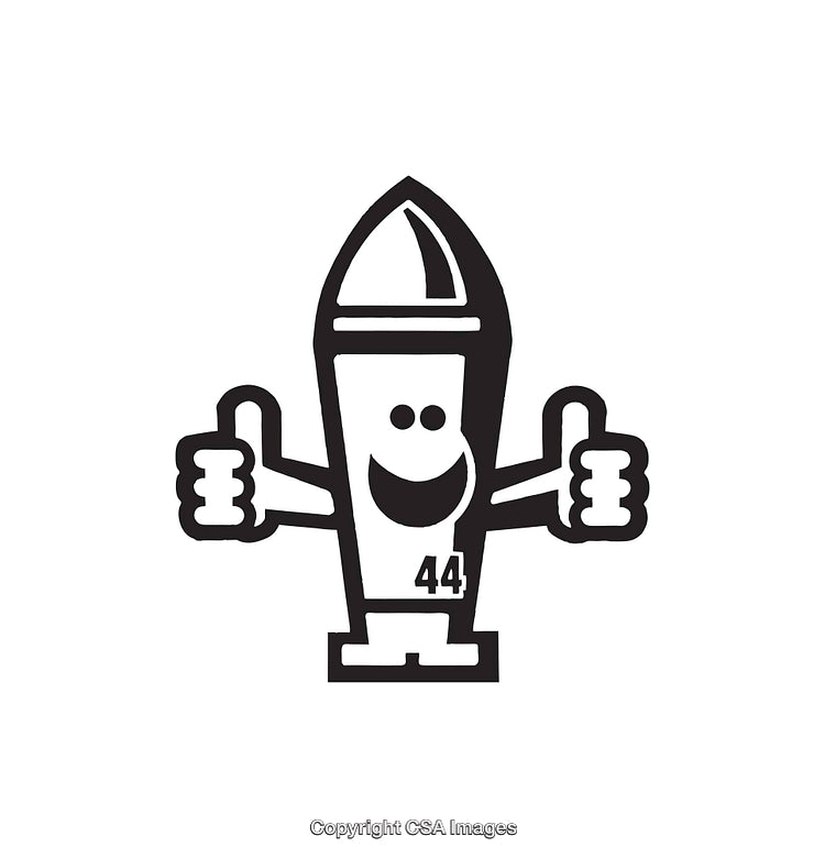 Playful Cartoon Rocket Icon with Smiley Face and Happy Gesture Hands