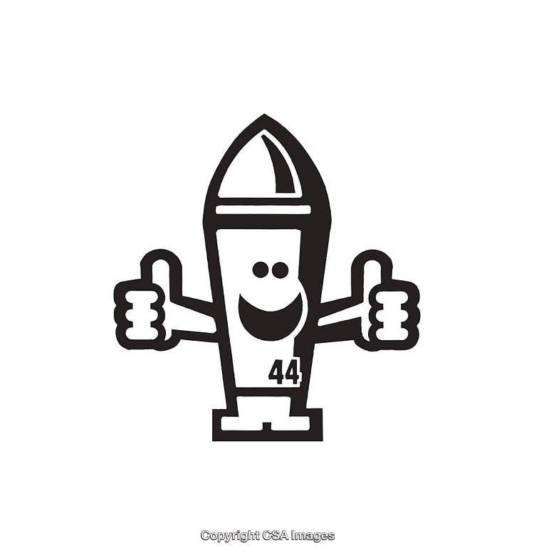 Playful Cartoon Rocket Icon with Smiley Face and Happy Gesture Hands