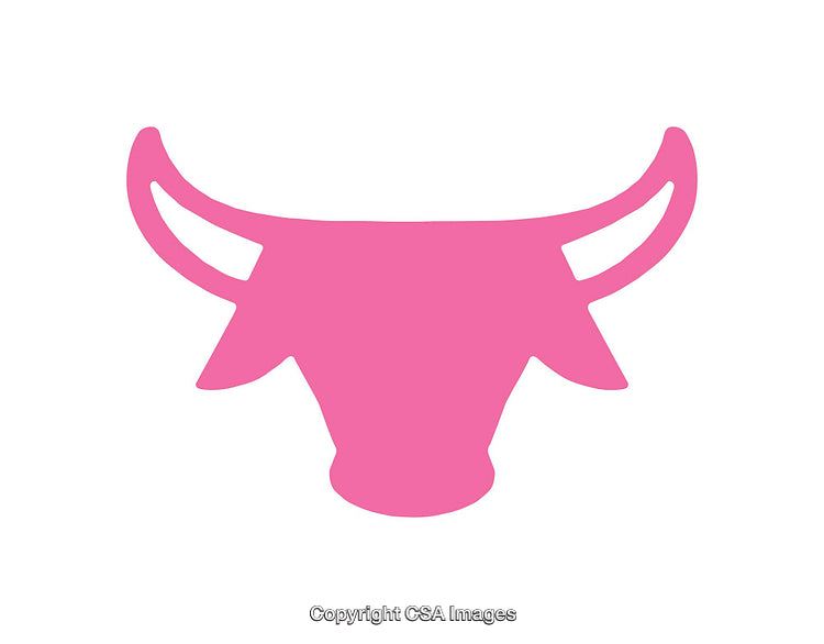 Minimalist Pink Bull Head Icon Design on a White Background
