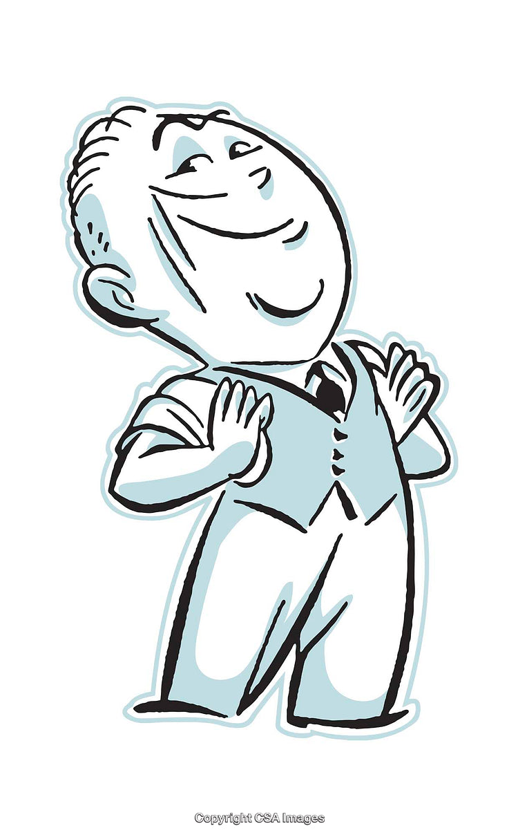 Cheerful Cartoon Man in Stylish Vest and Confident Pose