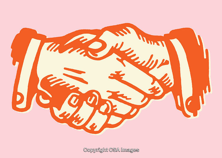Color Illustration of a Handshake Symbolizing Unity and Partnership On a Pink Background