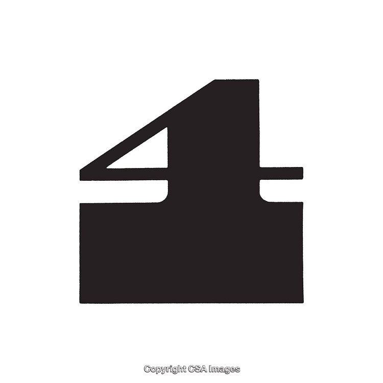 Bold Geometric Serif Number Four on White Background