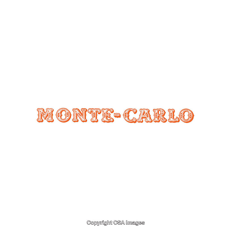Orange Decorative Monte Carlo Text Illustration on a White Background