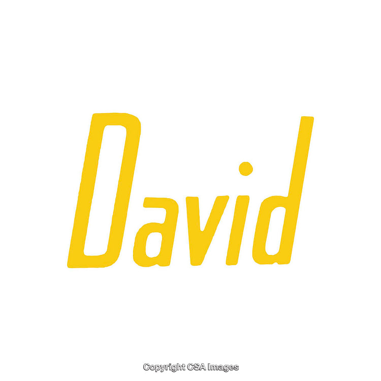Bold Yellow Text Design With the Name David Isolated on White Background