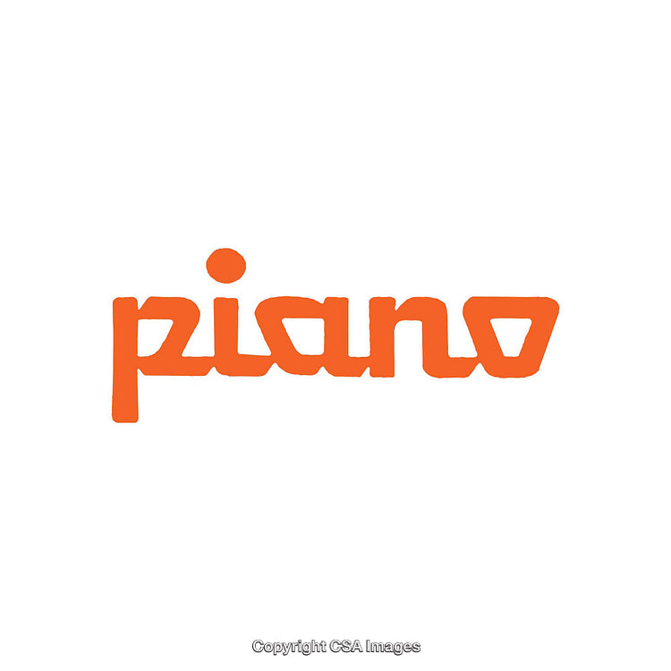 Minimalistic Orange Word Design Representing 'Piano' with Modern Typography
