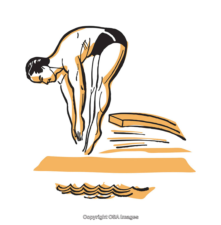 Illustration of an Athlete Performing a Dive into Water