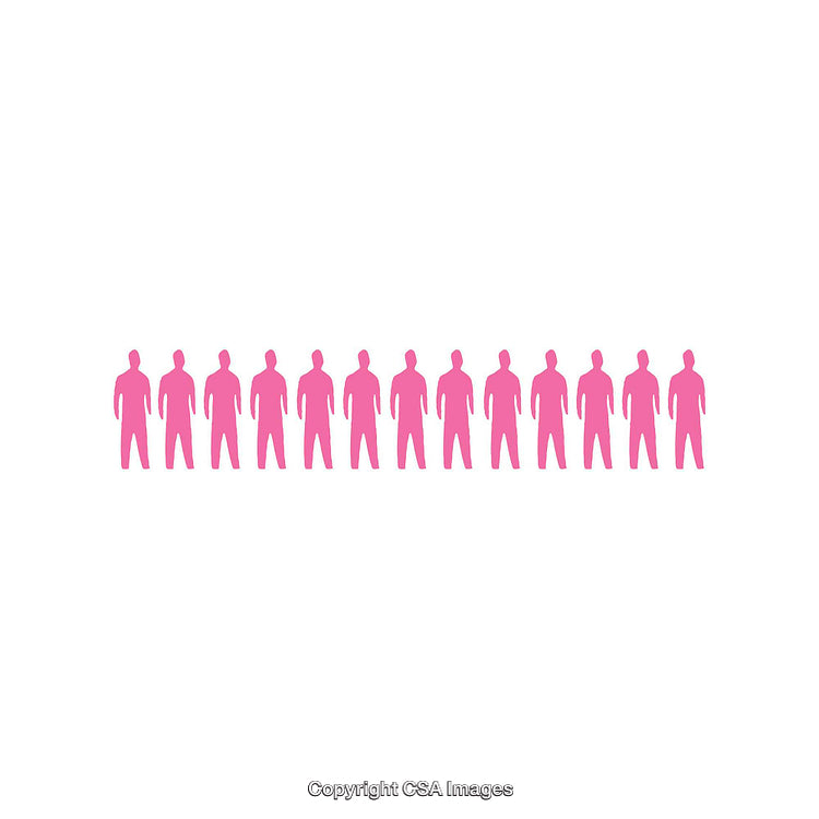 Row of Pink Silhouettes Representing Unity and Community on White Background