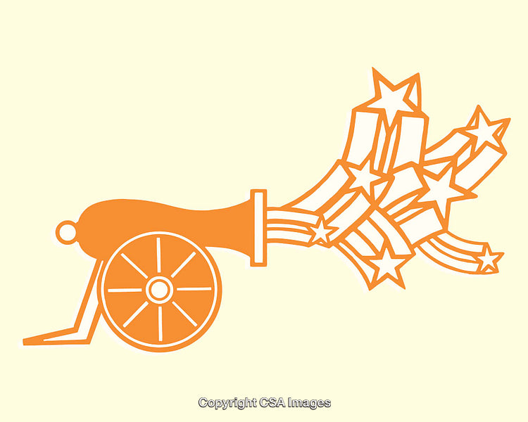 Orange Illustration of Cannon Shooting Stars in Motion