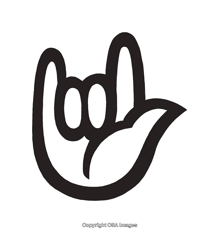 Black and White Line Art Illustration of a Hand Gesture for Communication