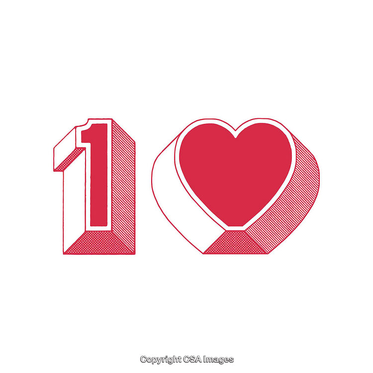 Red Heart and Number Design with Minimalistic Style
