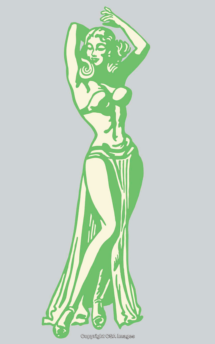 Stylish Vintage Pin-Up Style Woman Illustration in Elegant Pose