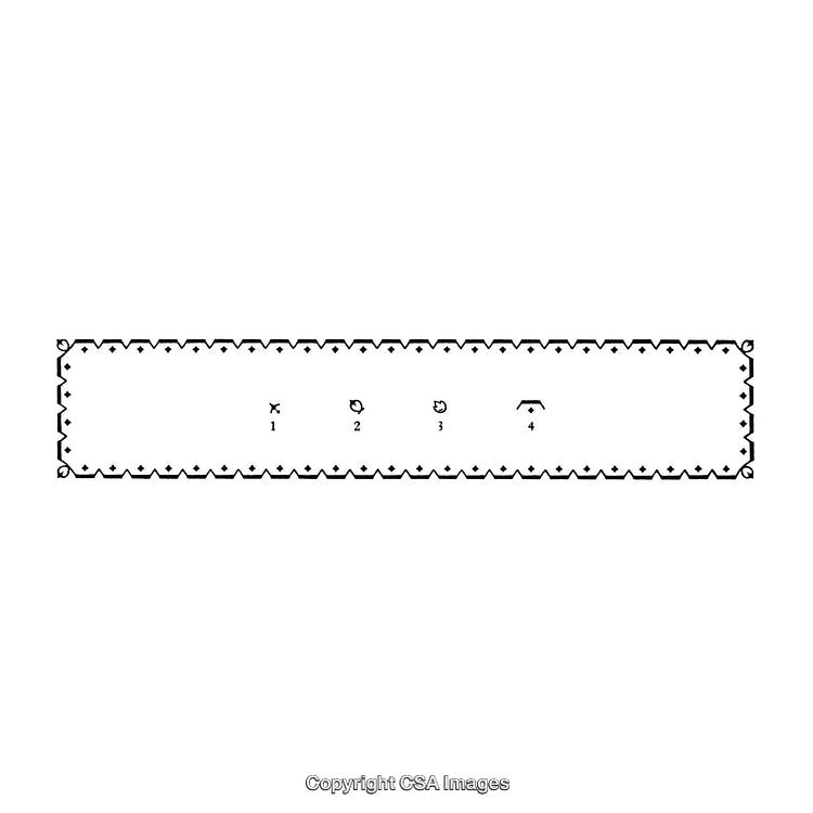 Black and White Decorative Rectangular Border with Patterns and Symbols
