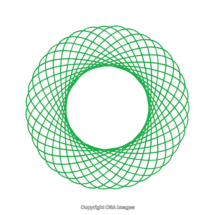 Green Geometric Circular Pattern on White Background Encapsulating Elegance