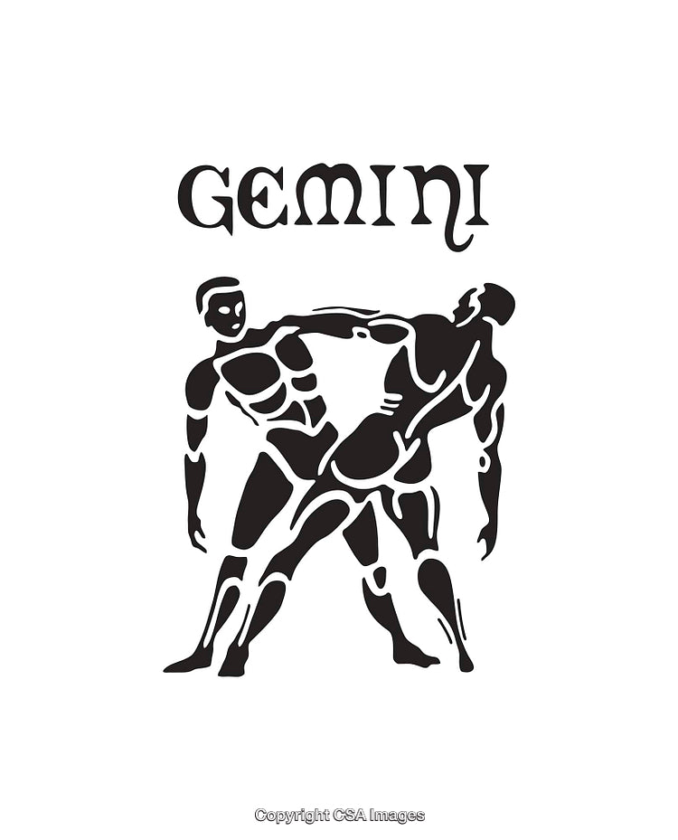 Black and White Illustration of Gemini Duality in Minimalist Design