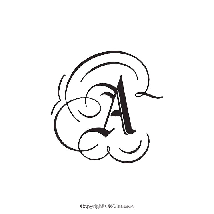 Elegant Decorative Letter A in Artistic Swirl Pattern Design