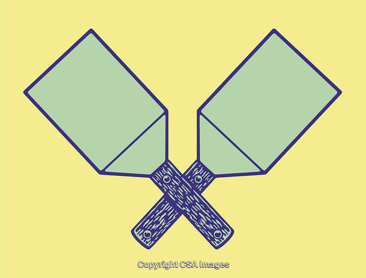 Illustration of Two Crossed Spatulas on a Yellow Background