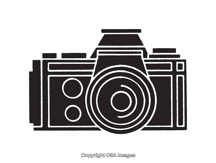 Vintage Camera Line Art Illustration on White Background