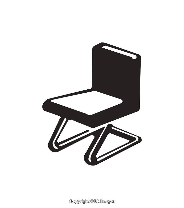 Modern Minimalist Chair Icon in Black and White Line Art Style