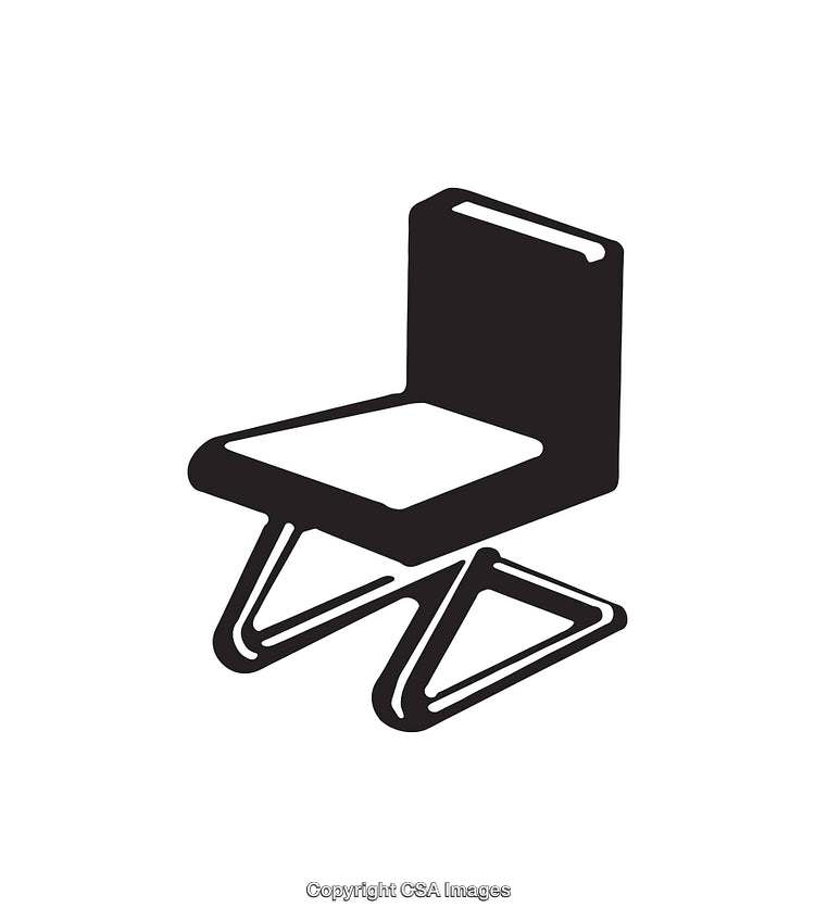 Modern Minimalist Chair Icon in Black and White Line Art Style