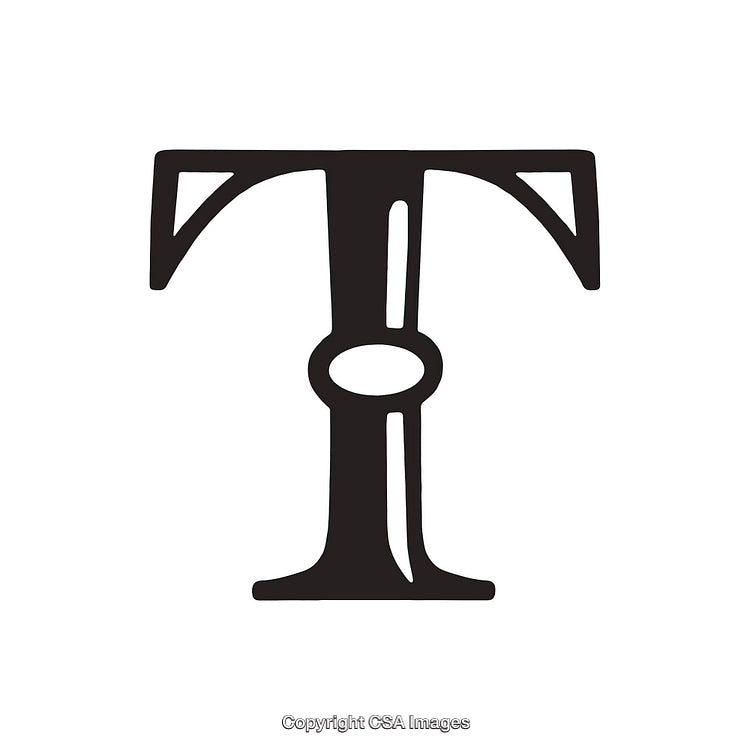 Vintage-Inspired Black Typeface Representation of the Letter 'T'