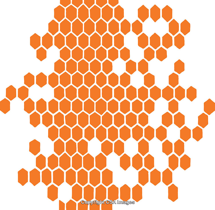 Abstract Orange Hexagonal Pattern Design on a White Background