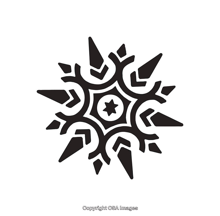 Intricate Black and White Starburst Mandala Symbol Design