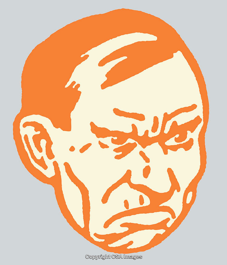 Abstract Orange Line Art Portrait with Expressive Facial Features