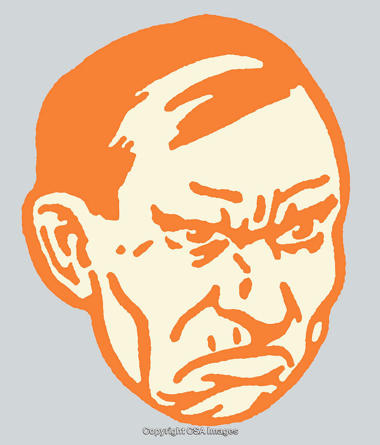 Abstract Orange Line Art Portrait with Expressive Facial Features